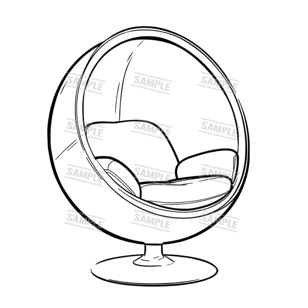 『chairs ~monochrome ver.~(椅子/モノクロ版)』 背景透過PNG素材 30点セット