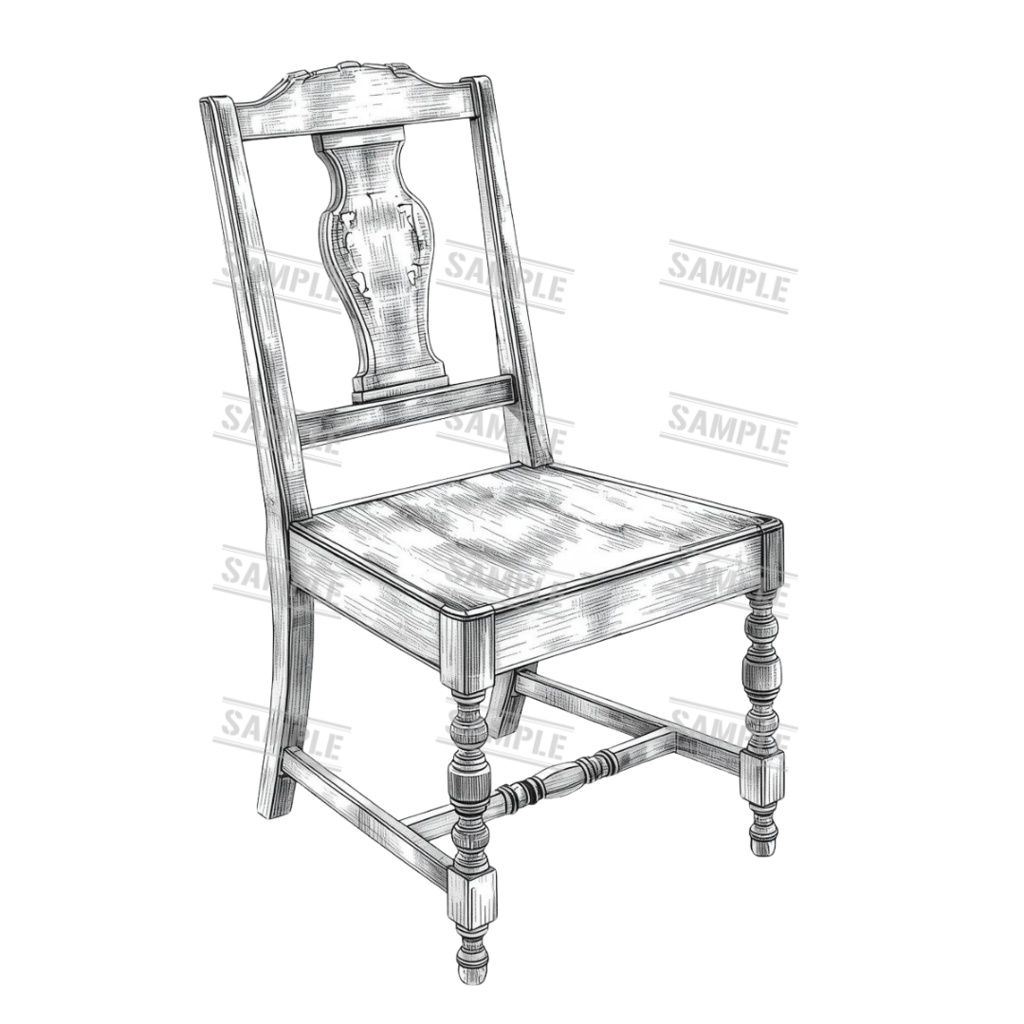 『chairs ~monochrome ver.~(椅子/モノクロ版)』 背景透過PNG素材 30点セット