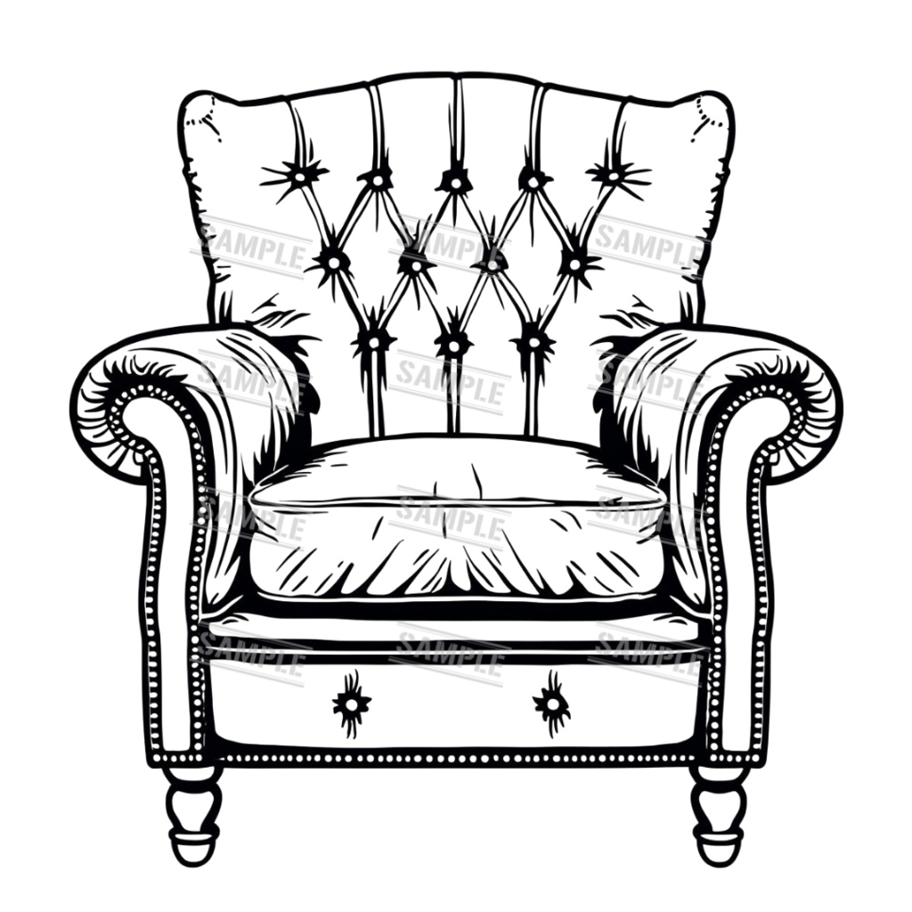 『chairs ~monochrome ver.~(椅子/モノクロ版)』 背景透過PNG素材 30点セット