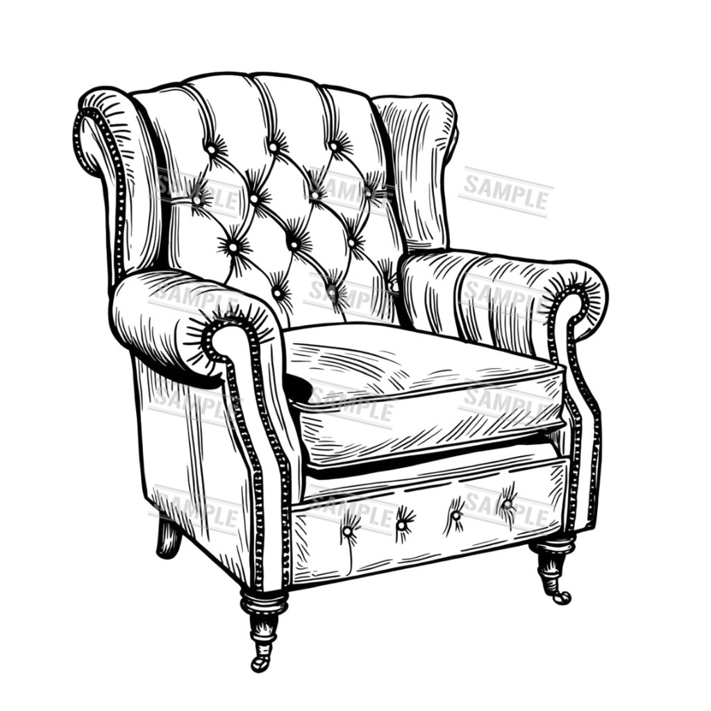 『chairs ~monochrome ver.~(椅子/モノクロ版)』 背景透過PNG素材 30点セット