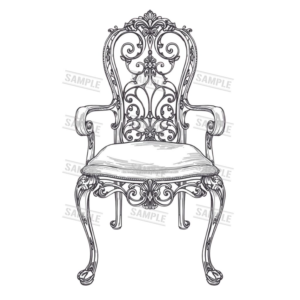 『chairs ~monochrome ver.~(椅子/モノクロ版)』 背景透過PNG素材 30点セット