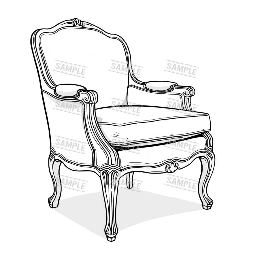 『chairs ~monochrome ver.~(椅子/モノクロ版)』 背景透過PNG素材 30点セット