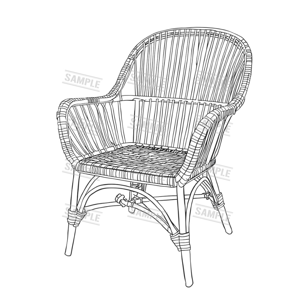 『chairs ~monochrome ver.~(椅子/モノクロ版)』 背景透過PNG素材 30点セット