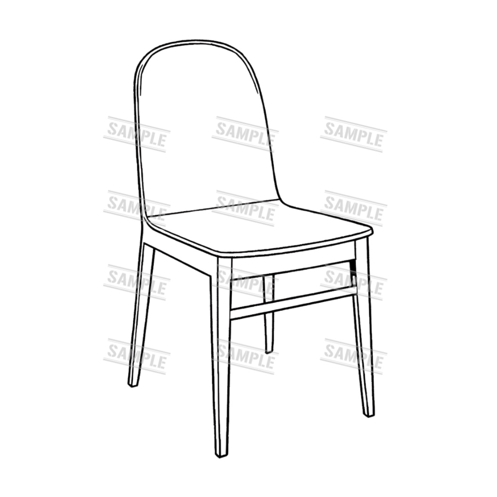 『chairs ~monochrome ver.~(椅子/モノクロ版)』 背景透過PNG素材 30点セット