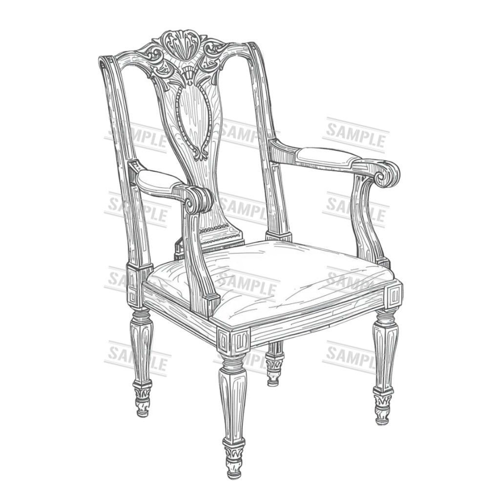 『chairs ~monochrome ver.~(椅子/モノクロ版)』 背景透過PNG素材 30点セット