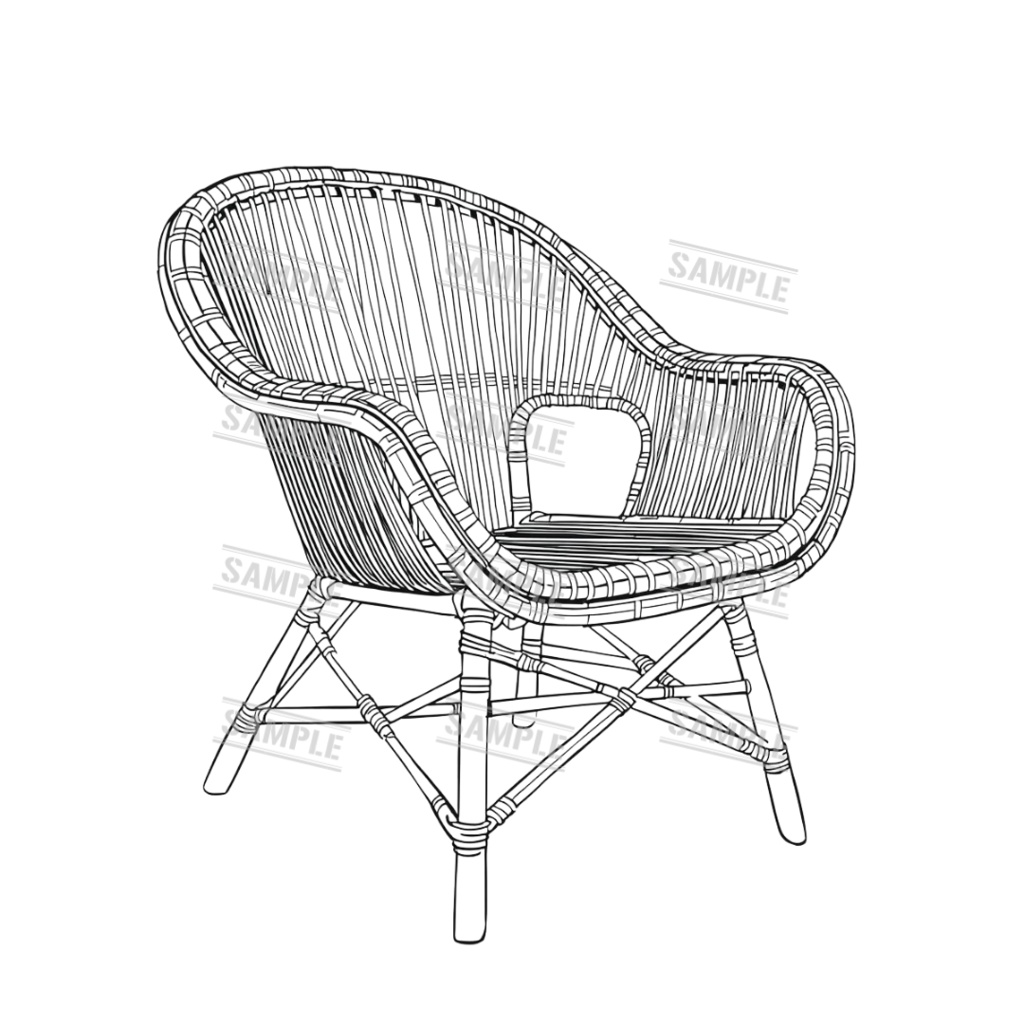 『chairs ~monochrome ver.~(椅子/モノクロ版)』 背景透過PNG素材 30点セット