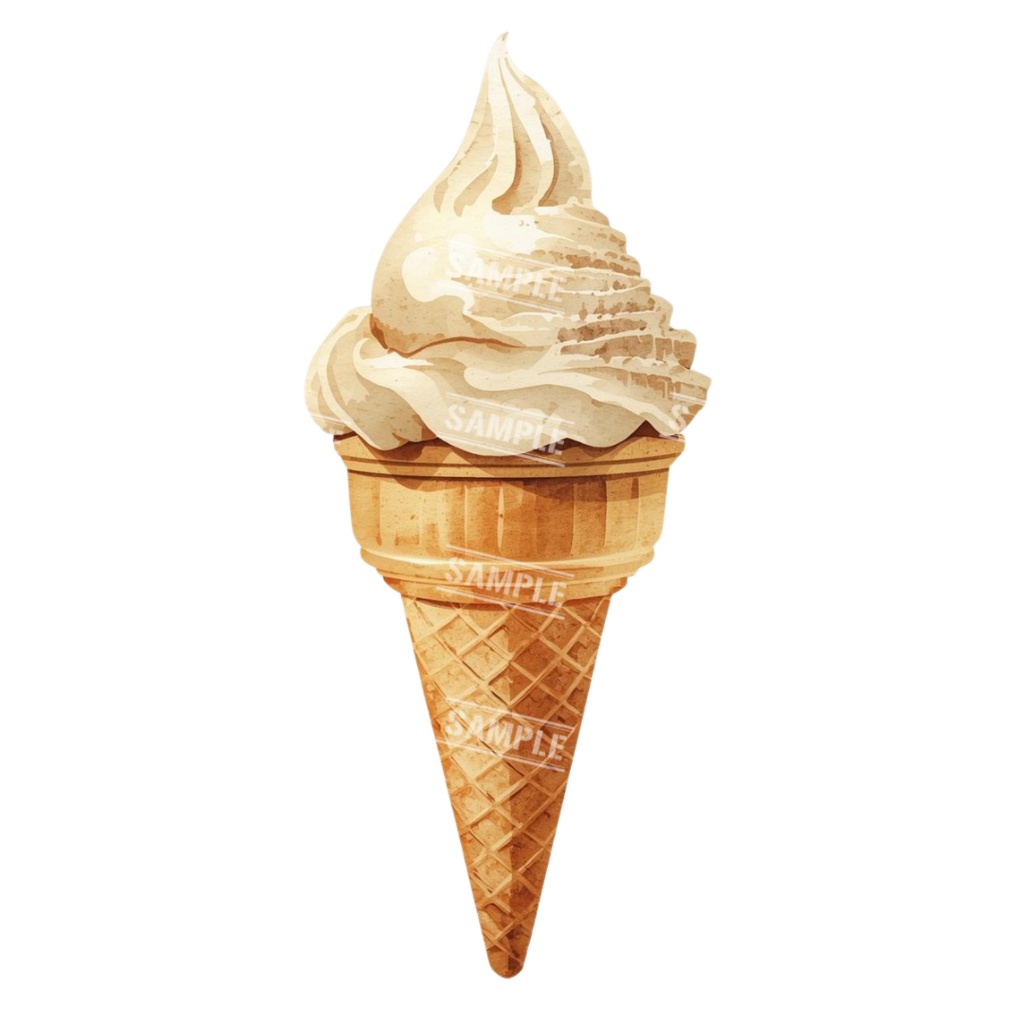 『cafe(クリーム色)』水彩画風 背景透過PNG素材 26点セット