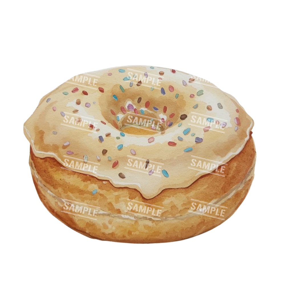 『cafe(クリーム色)』水彩画風 背景透過PNG素材 26点セット