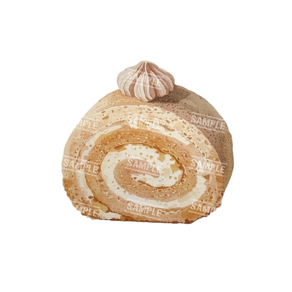 『cafe(クリーム色)』水彩画風 背景透過PNG素材 26点セット