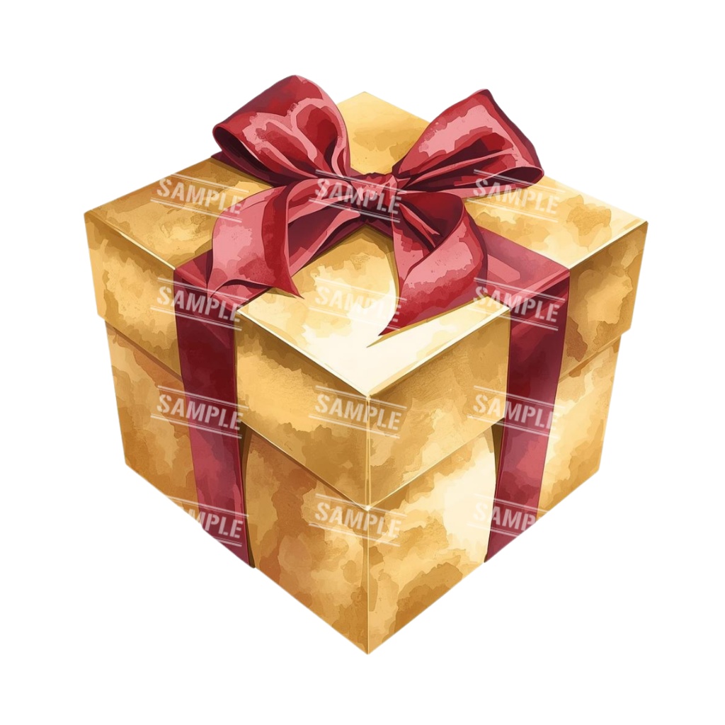 『present』水彩画風 背景透過PNG素材 41点セット