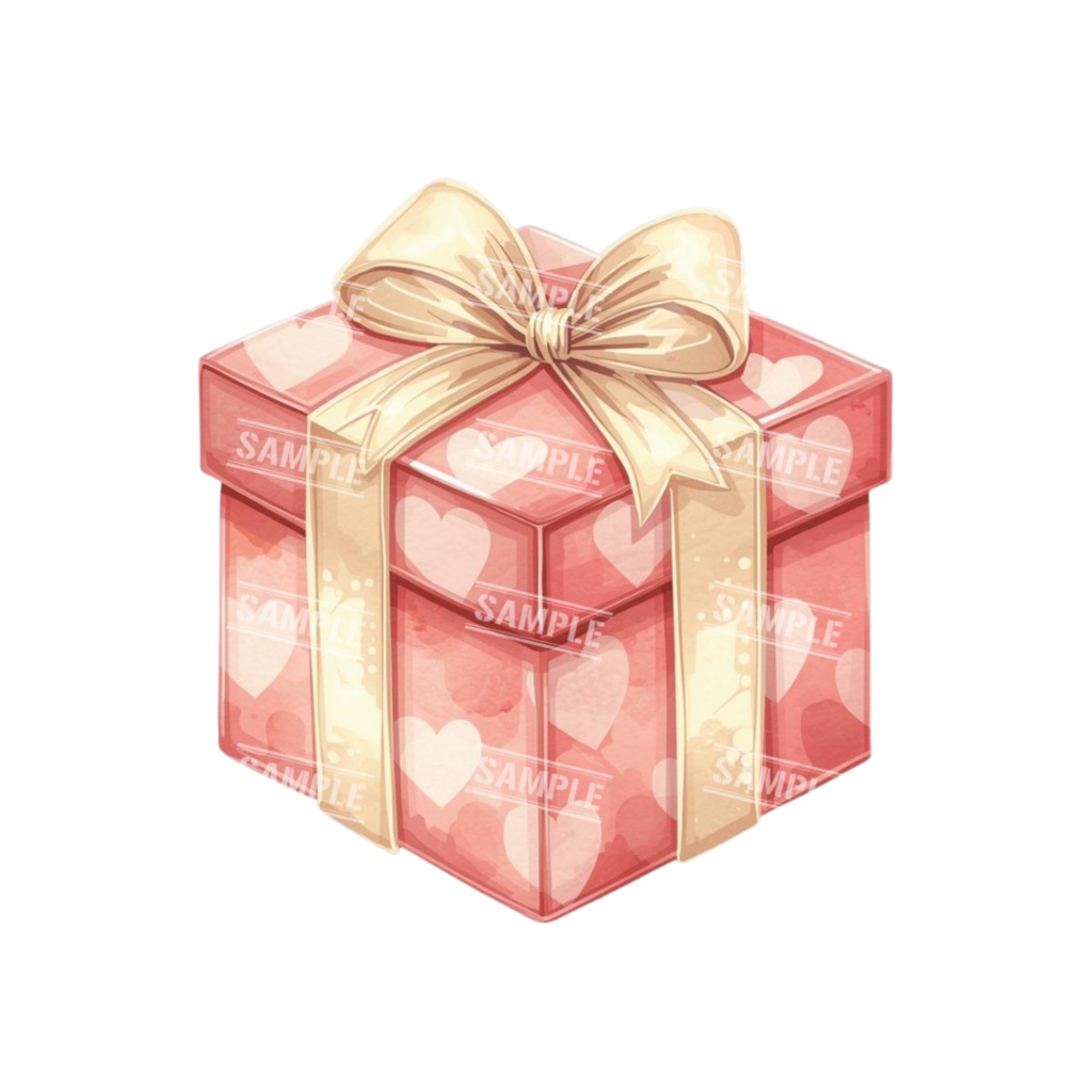 『present』水彩画風 背景透過PNG素材 41点セット