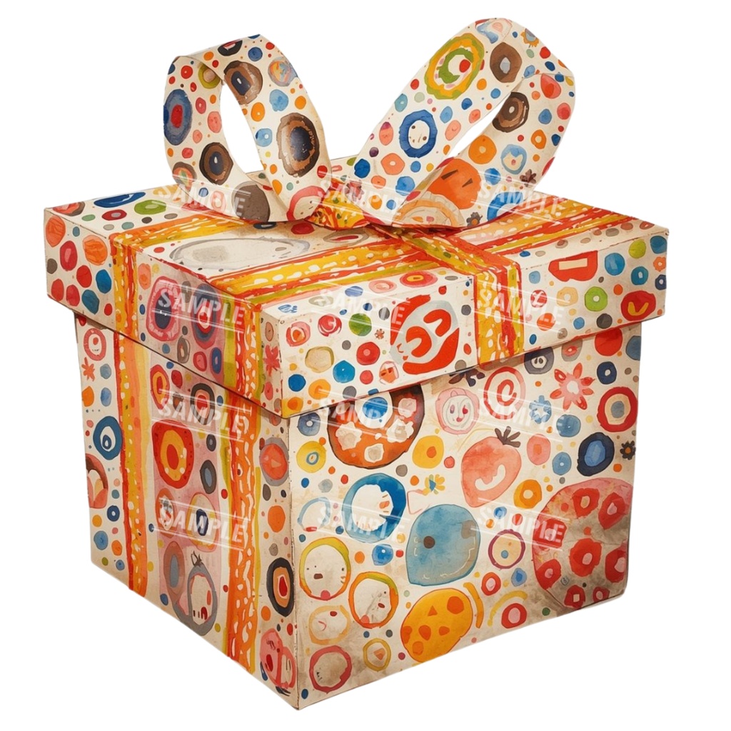 『present』水彩画風 背景透過PNG素材 41点セット