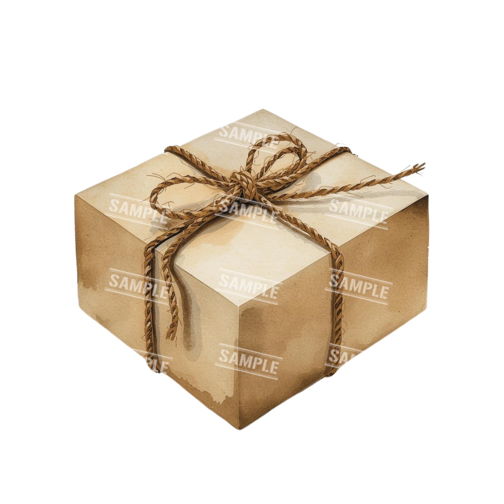 『present』水彩画風 背景透過PNG素材 41点セット