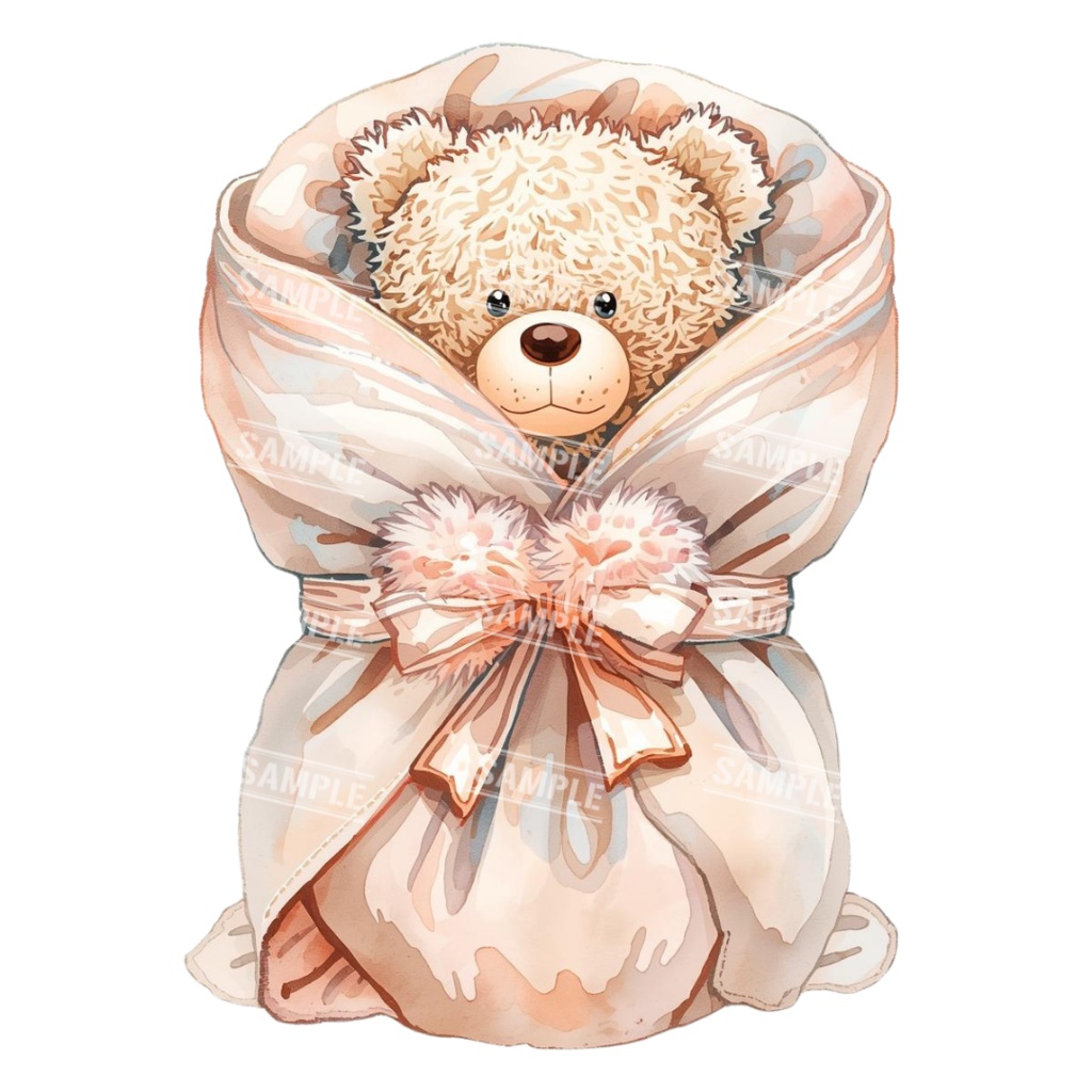 『present』水彩画風 背景透過PNG素材 41点セット