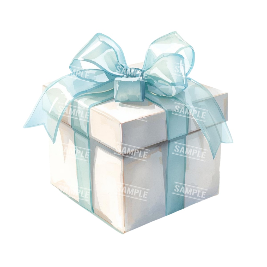 『present』水彩画風 背景透過PNG素材 41点セット