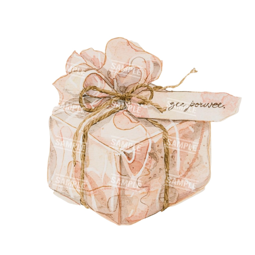 『present』水彩画風 背景透過PNG素材 41点セット