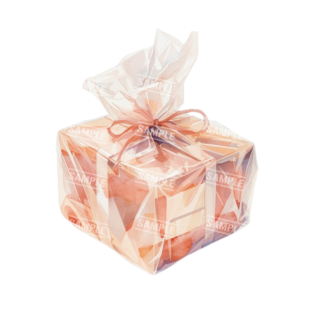 『present』水彩画風 背景透過PNG素材 41点セット