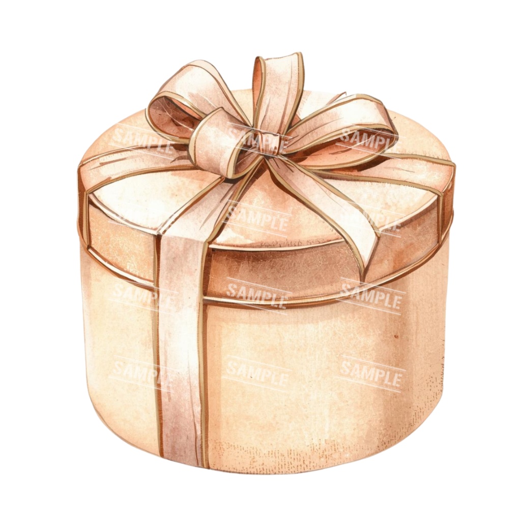 『present』水彩画風 背景透過PNG素材 41点セット