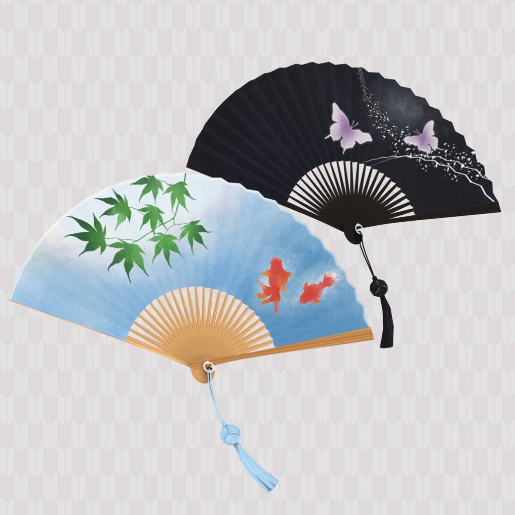 和ごころ扇子【開閉アニメーション付き3Dモデル】