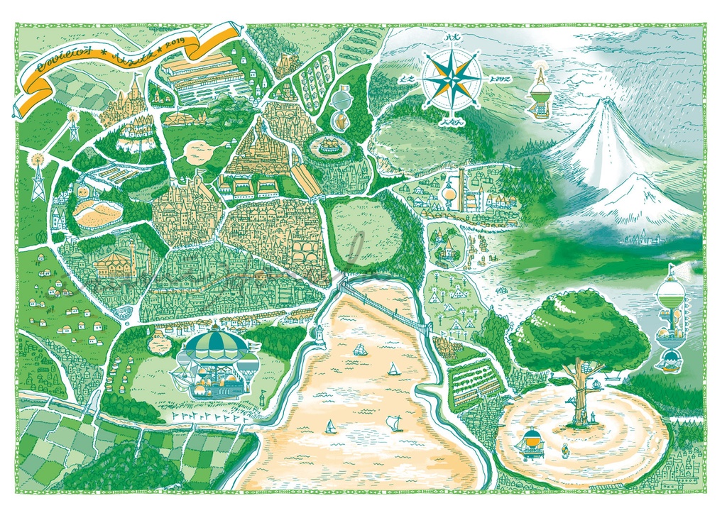 ポスター「飛行船都市　北の星の都　地図」