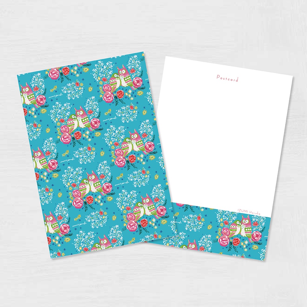ポストカード(同柄2枚セット) フクロウと植物