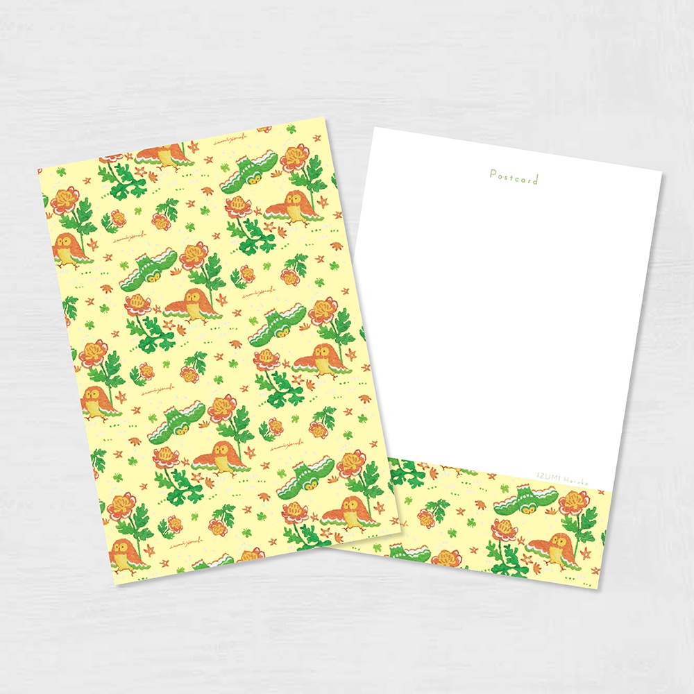 ポストカード(同柄2枚セット) フクロウと植物