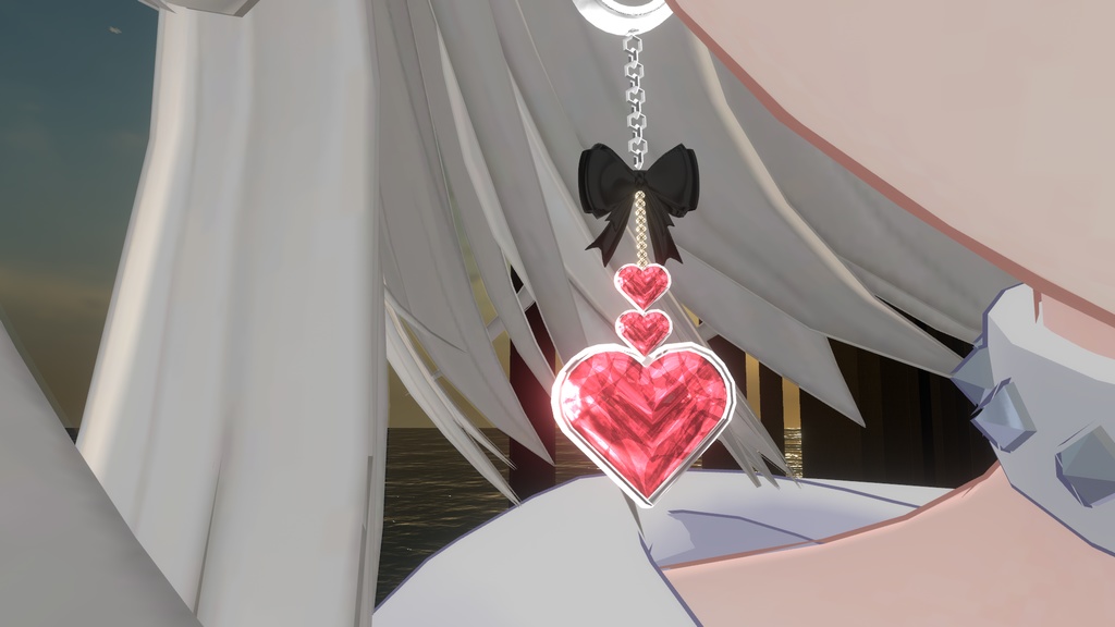 【vrchat想定】リボンがついたハートのイヤリング【アクセサリー】【PB対応】