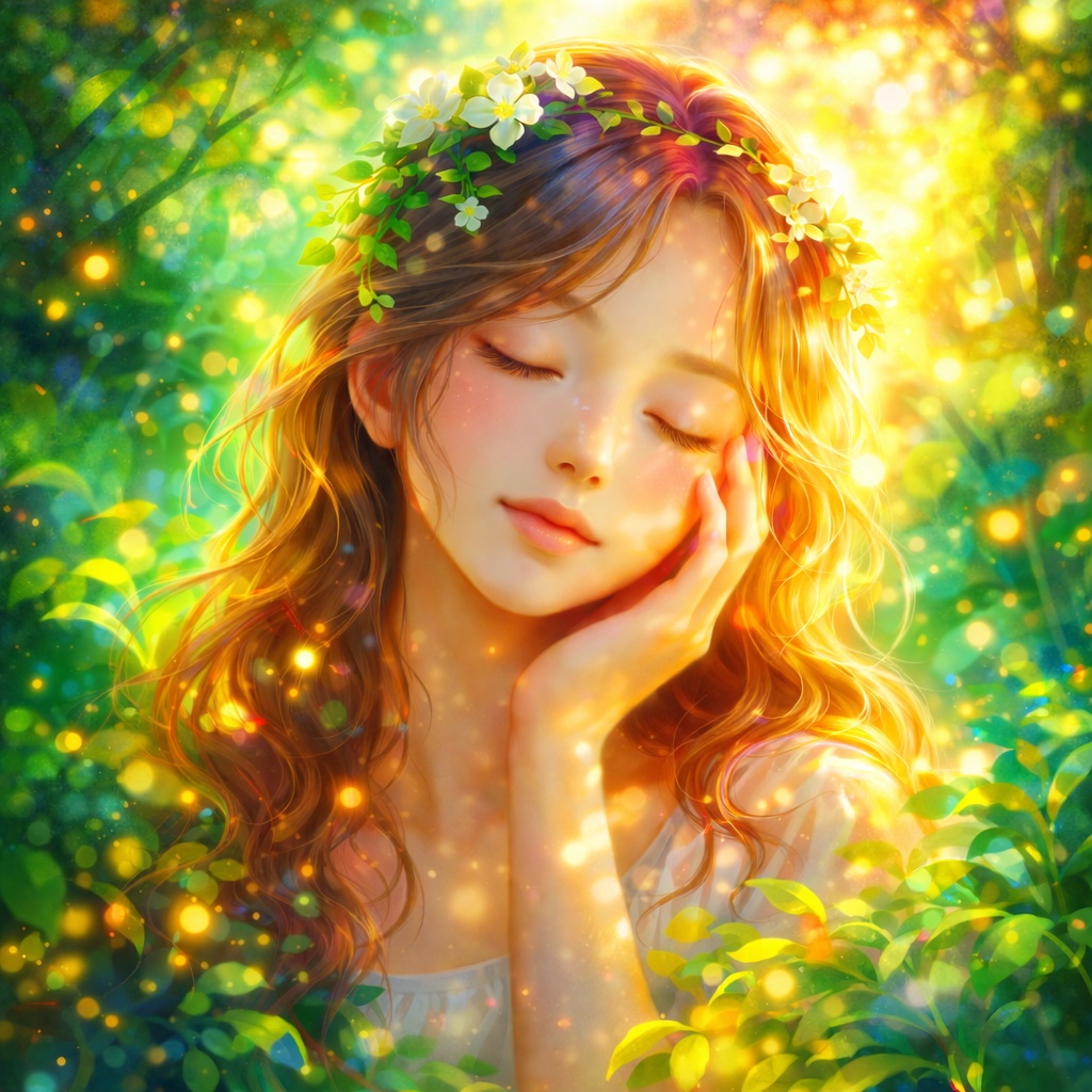 やさしい光に包まれる癒しのAIイラスト｜Gentle Light – Healing Art