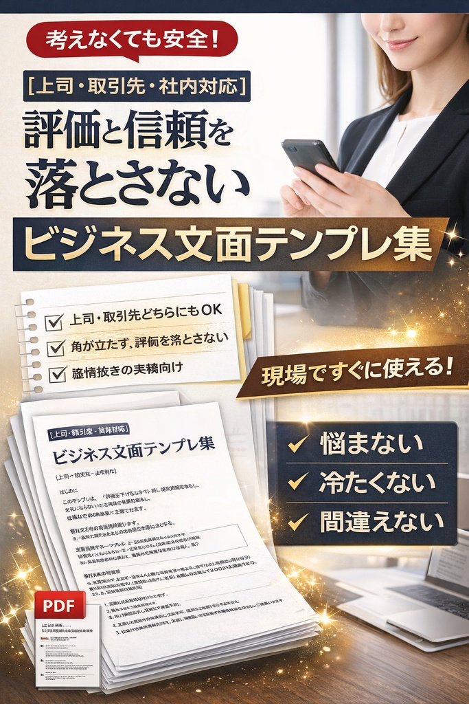 【上司・取引先・社内対応】 評価と信頼を落とさないビジネス文面テンプレ集 (メール・チャット対応)