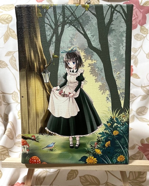 森の少女とルリビタキ