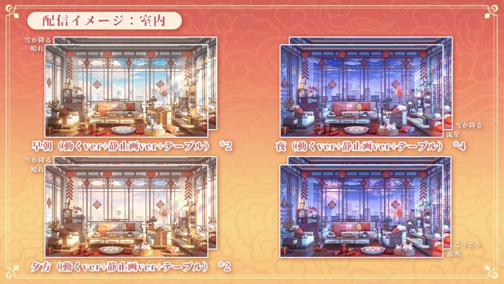 Vtuber【動く配信背景】新春の祈願い(背景+UI)