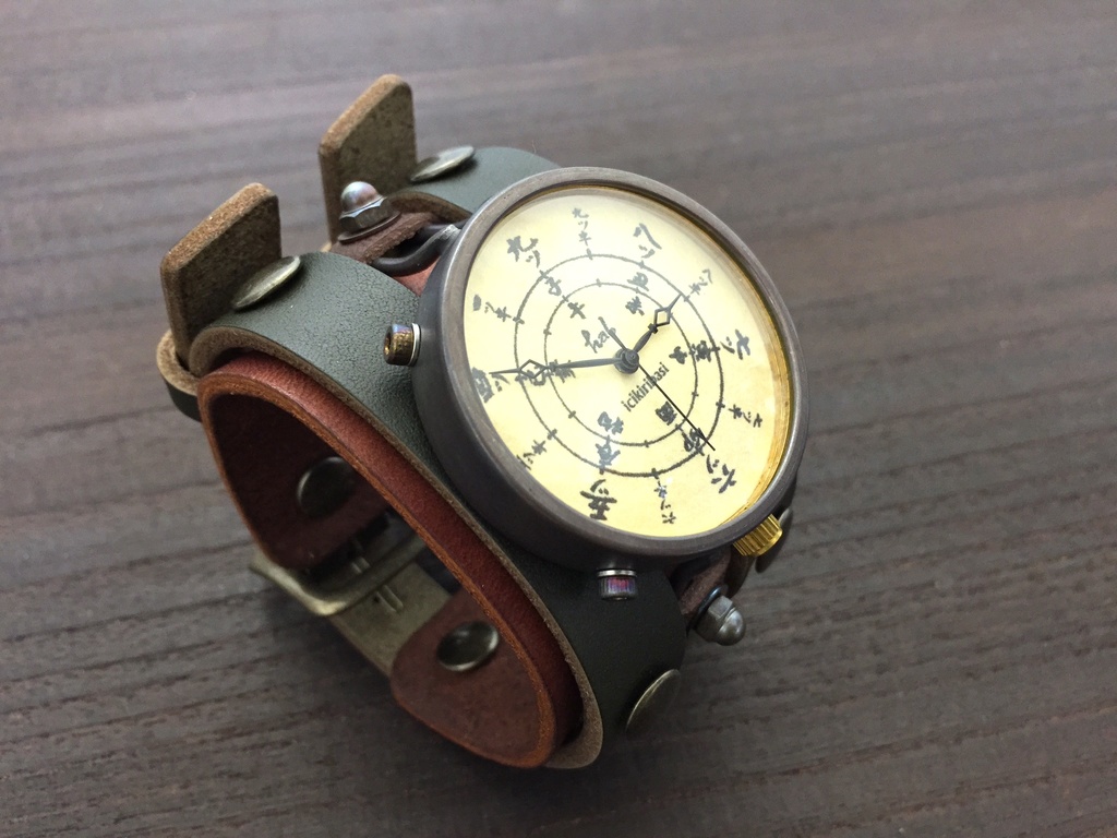 「スプートニク」はる時計 オリジナル手作り時計 文字盤:3I ベルト色:GR