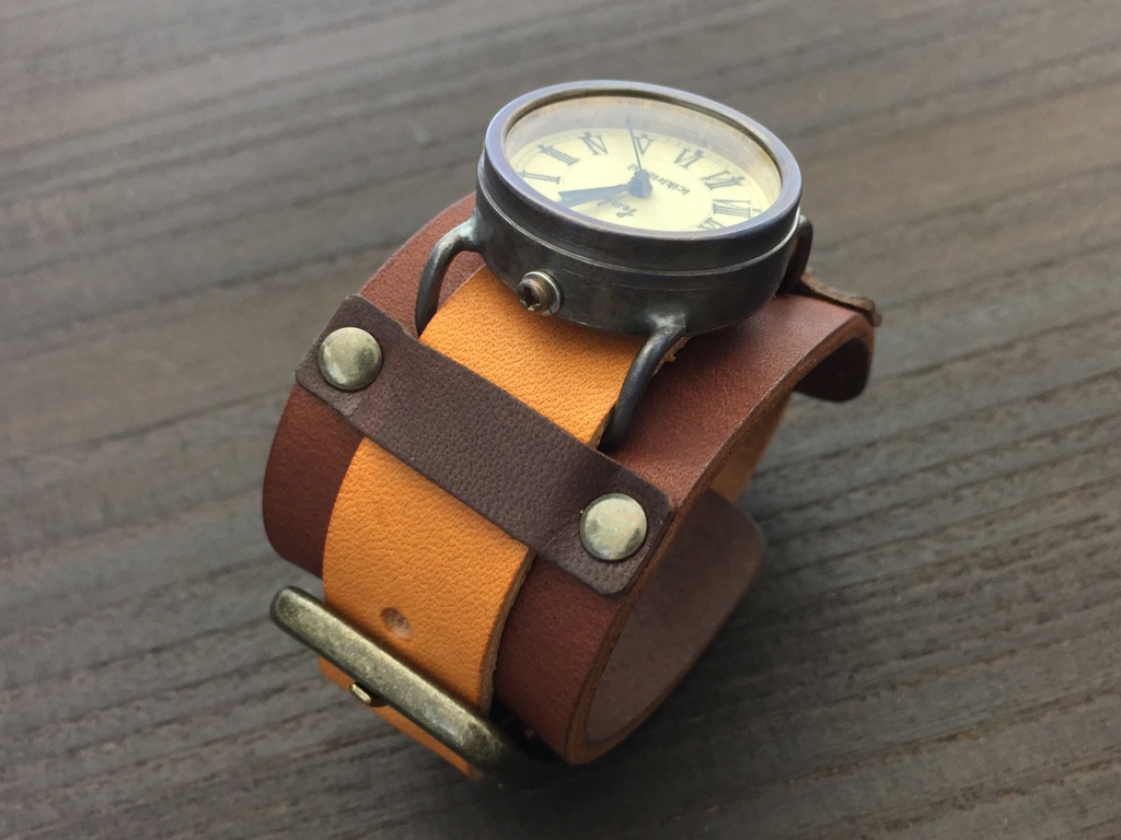 「青島」はる時計 オリジナル手作り時計 文字盤:3J ベルト色:CM