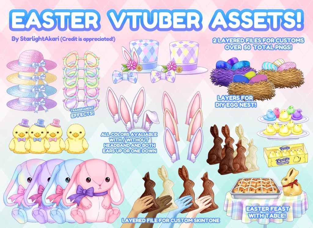 Vtuber / PNGtuber Easter Asset Collection (Deluxe) イースター