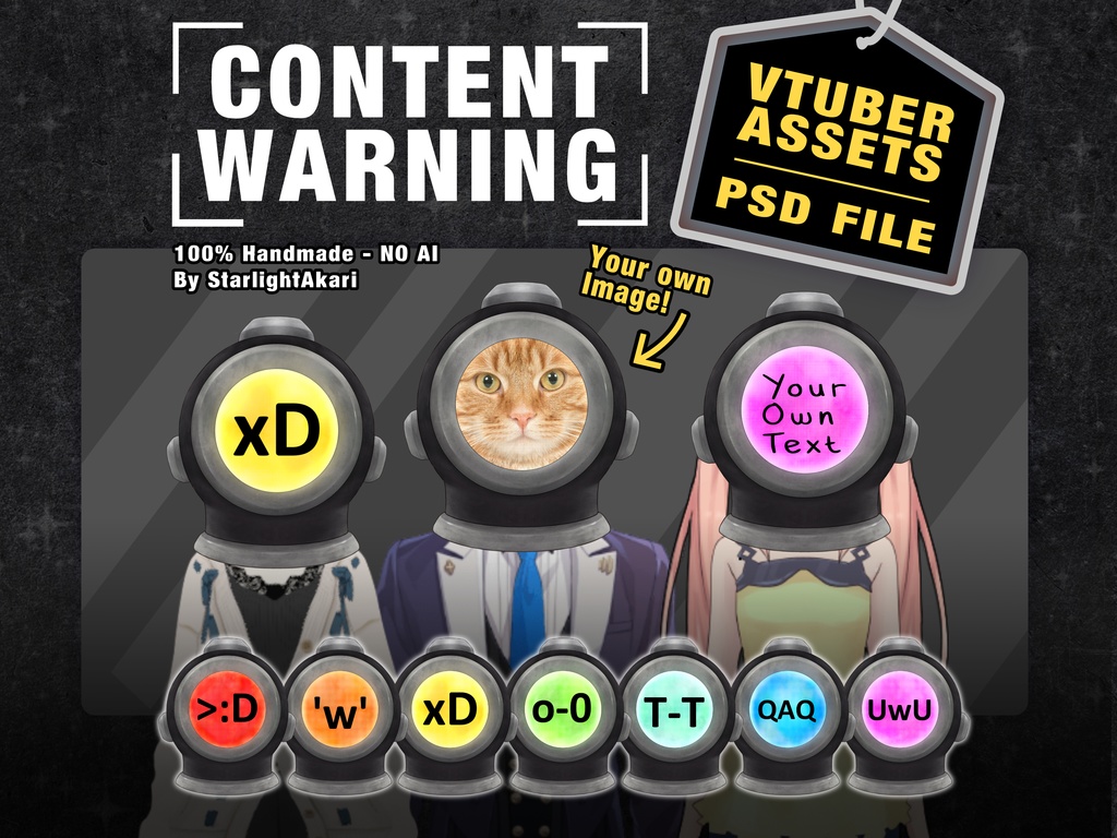 Vtuber / PNGtuber Assets - Content Warning Game
