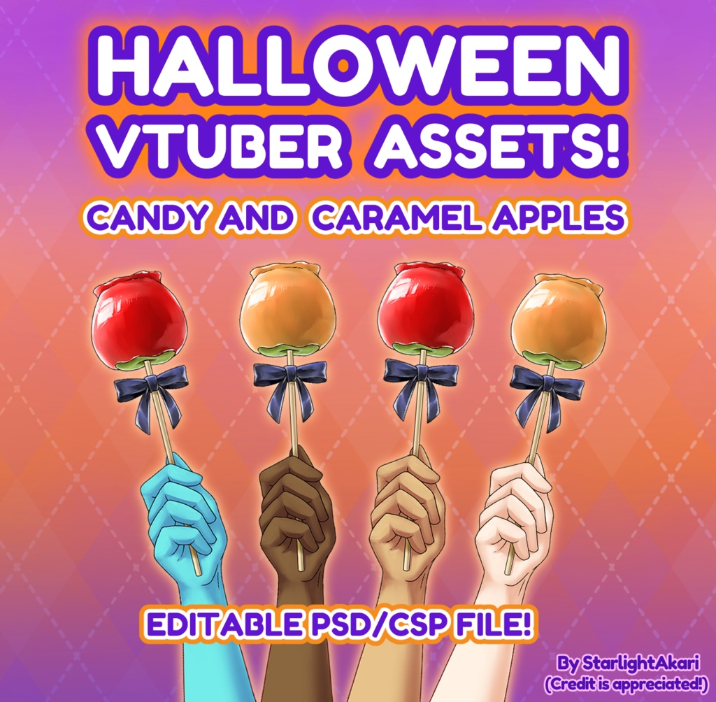 Vtuber Halloween Caramel Apple Layered Hand Asset ハロウィーン