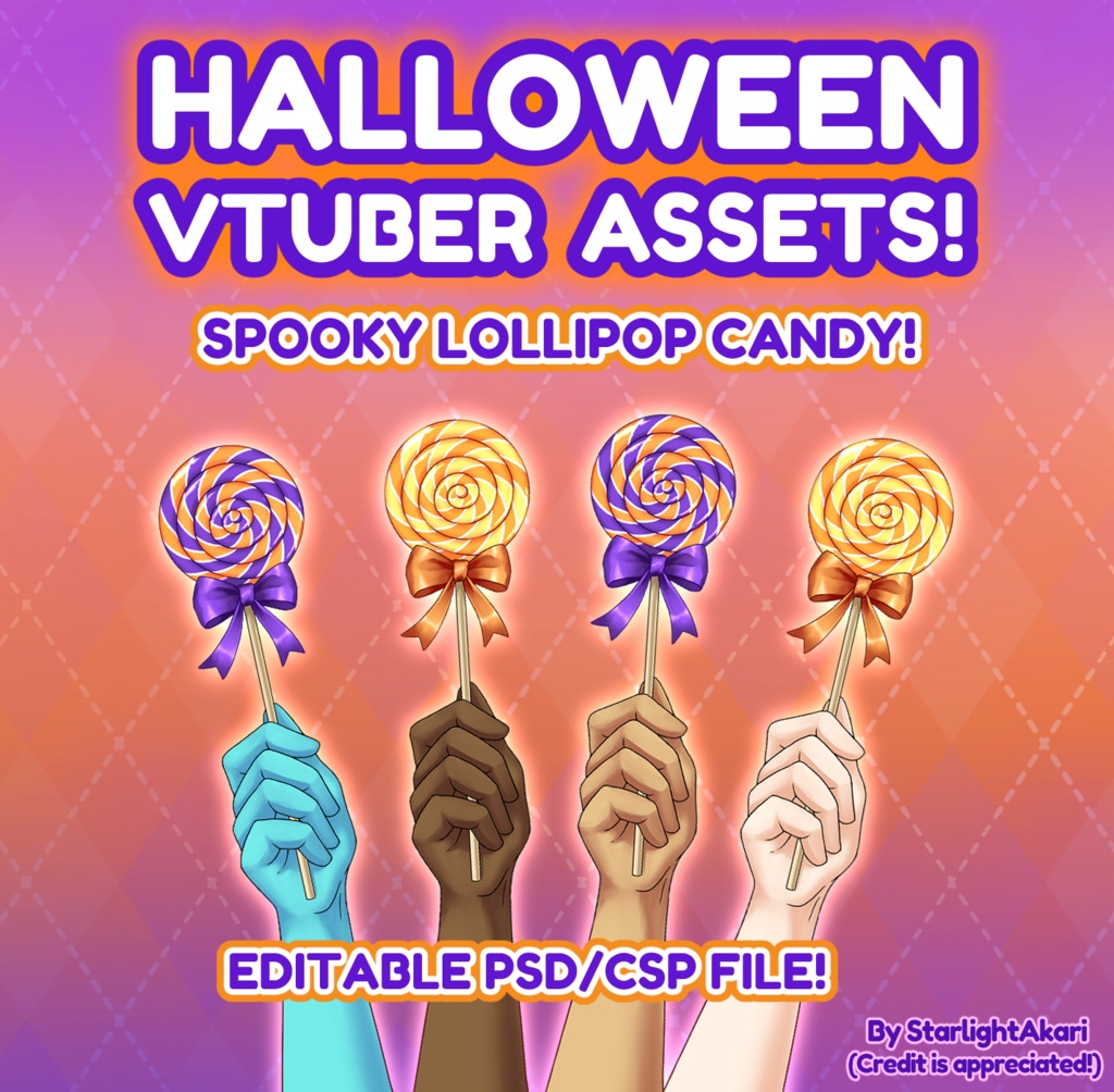 Vtuber Halloween Candy Lollipop Layered Hand Asset ハロウィーン