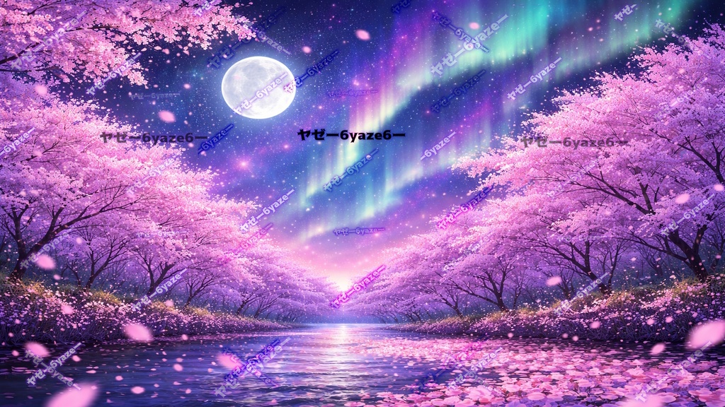 💟 桜散る満月の夜桜背景 💟 夜宵くんのイメージ背景です!