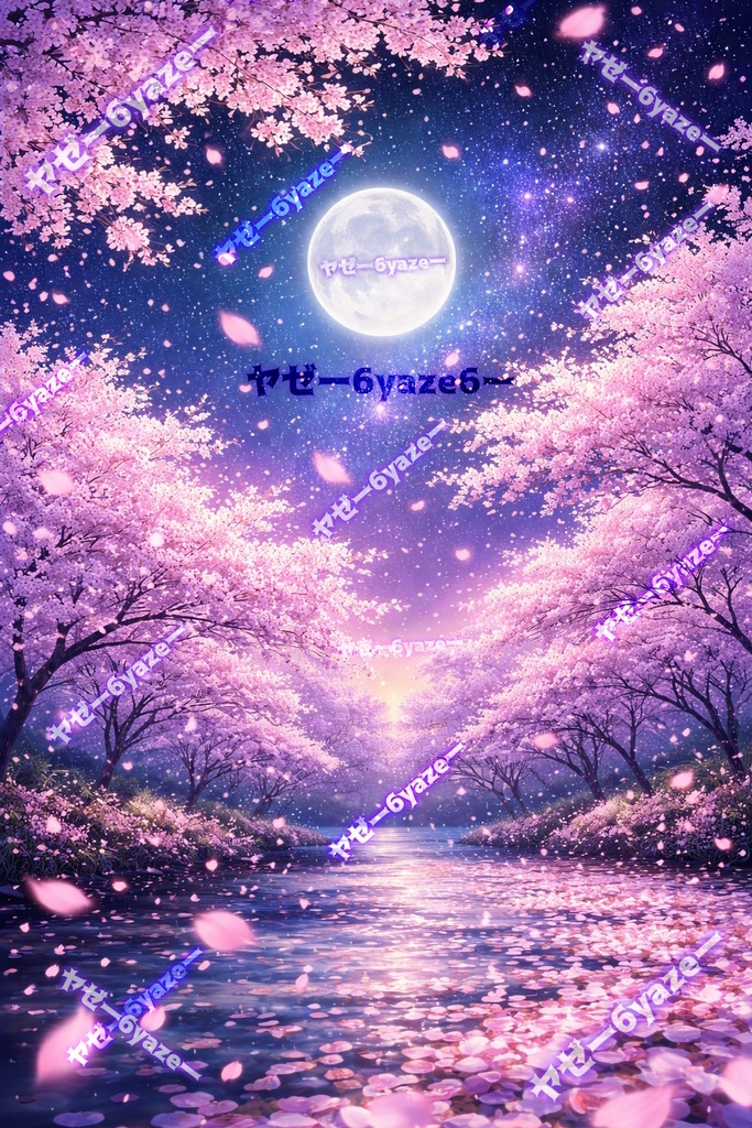 💟 桜散る満月の夜桜背景 💟 夜宵くんのイメージ背景です!