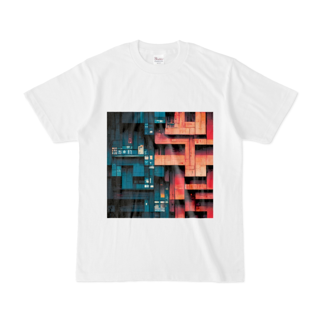 サイバーパンクな幾何学模様Tシャツ
