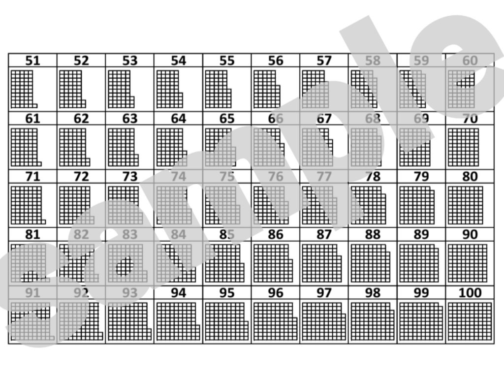 【A4サイズ】1～100までの数を楽しく学べる！数字表(白黒)
