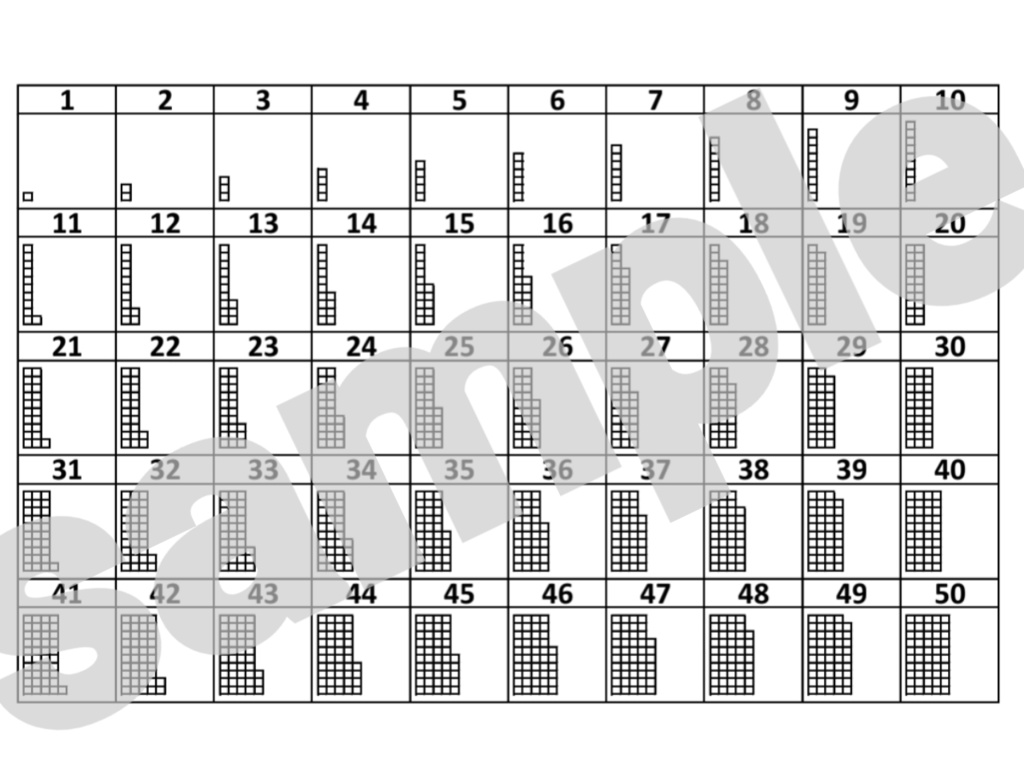 【A4サイズ】1~100までの数を楽しく学べる!数字表(白黒)