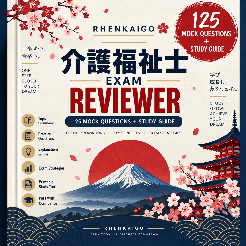     RhenKaigo 介護福祉士 Exam Reviewer｜125 Mock Questions + Study Guide