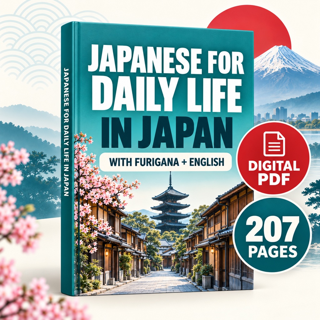 Japanese for Daily Life in Japan | 207-Page Digital Pocket Guide with Furigana