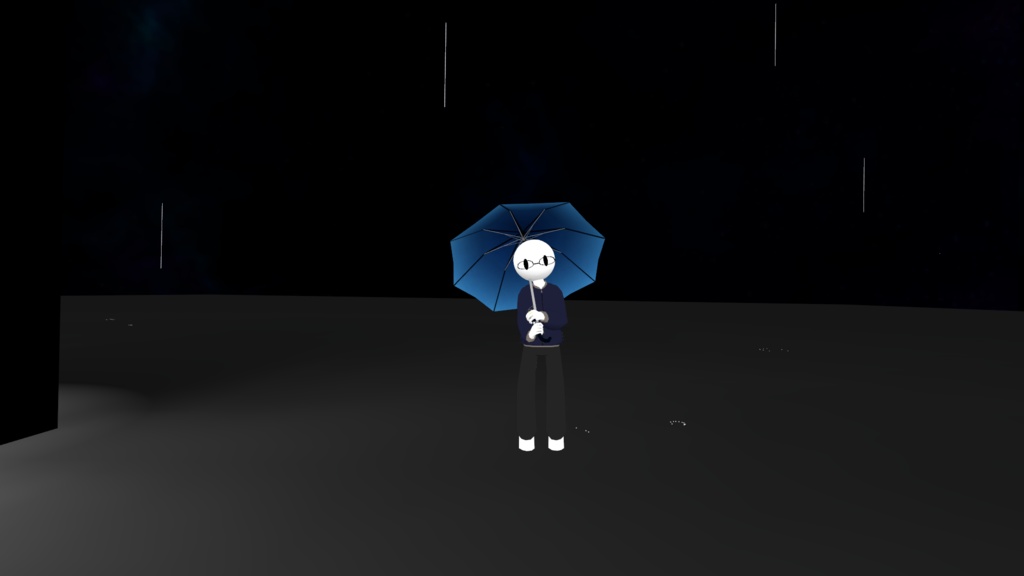 VRChat想定3D小物【ロポリ傘】+パーティクル雨