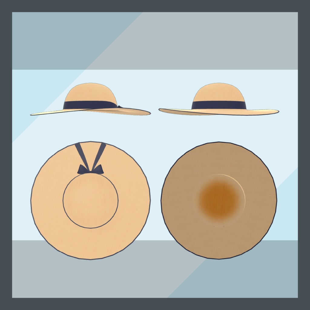 VRChat想定3Dアクセサリー【Straw Hat】
