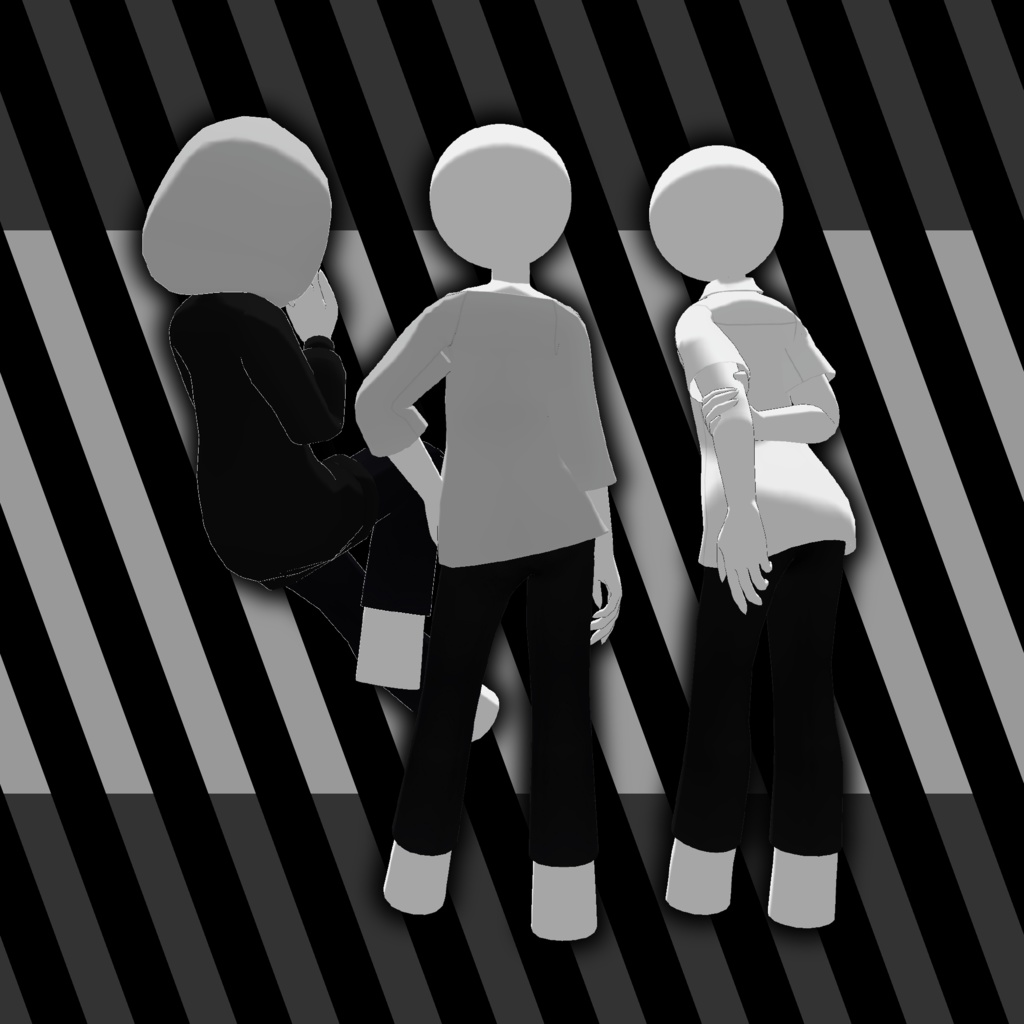 VRChat想定3Dアバター【白ハゲV3】