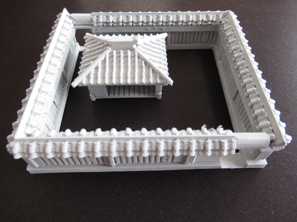 【ジオラマ素材】和風の建物と塀