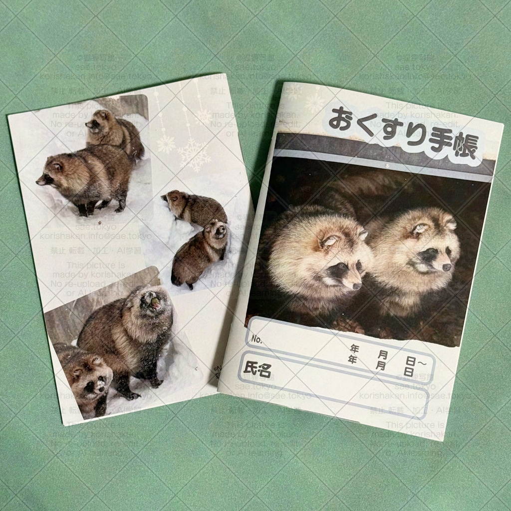 おくすり手帳（エゾタヌキのりく＆ゆき）