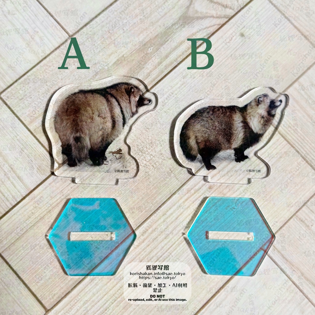 エゾタヌキのアクリルスタンド(冬の姿)